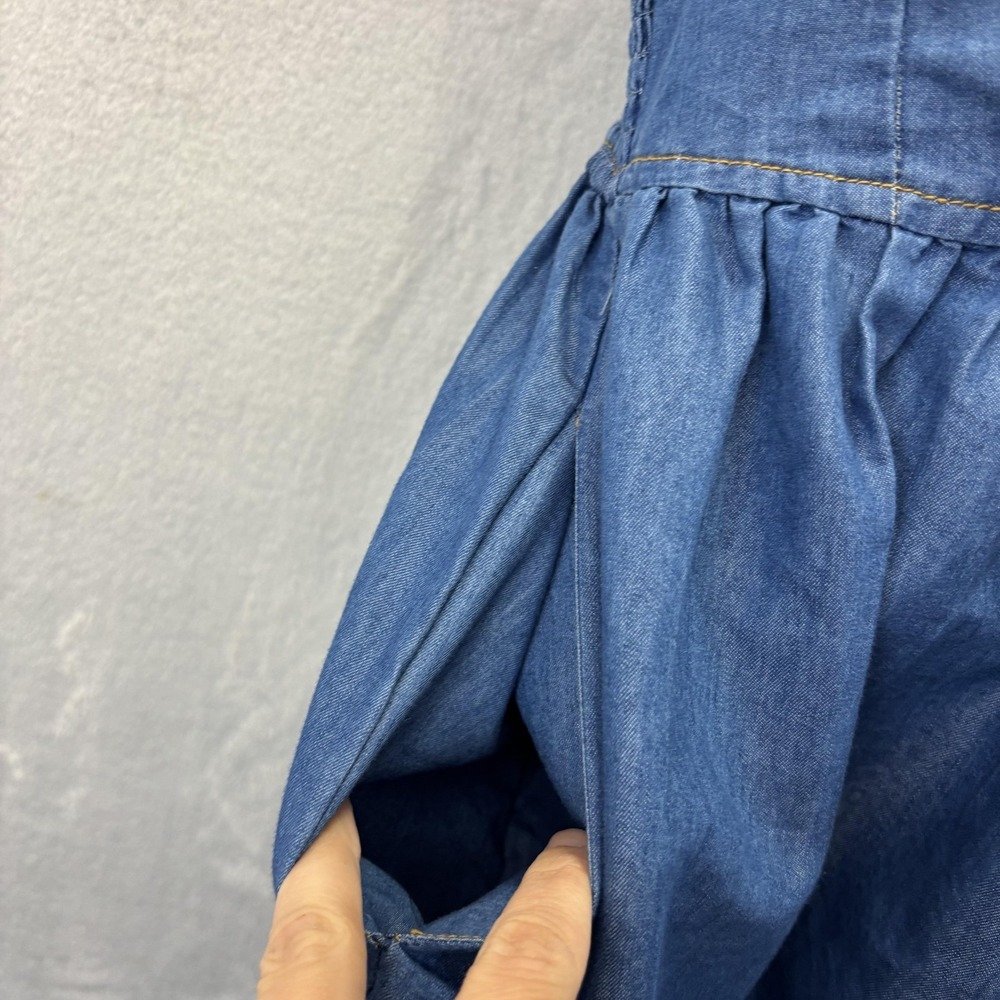 Band of the Free Smocked Babydoll Sundress Womens XS Chambray Bow‎ Sweetheart - Picture 14 of 15